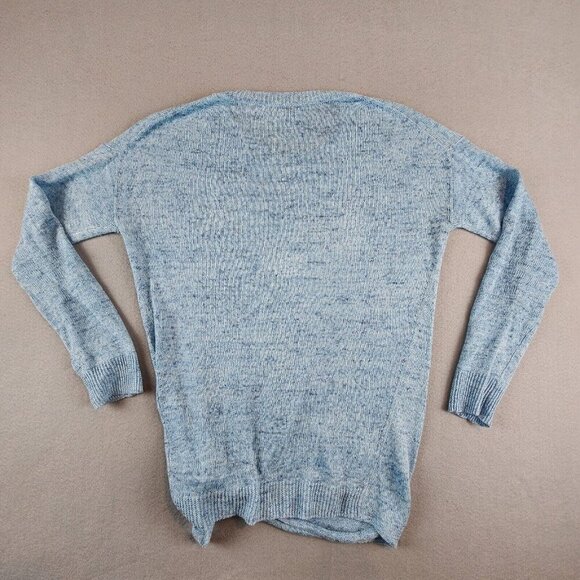 White + Warren Sweater Womens XS Blue Pullover 100% Linen Lightweight Tie Hem - Picture 9 of 9